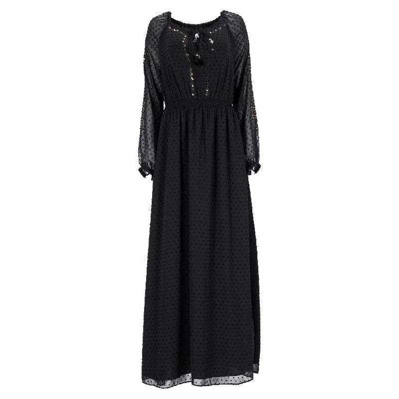 Style Without Limits Altuzarra x Target Swiss Dot Maxi Long Sleeve Dress in Black Polyester Classic Charm