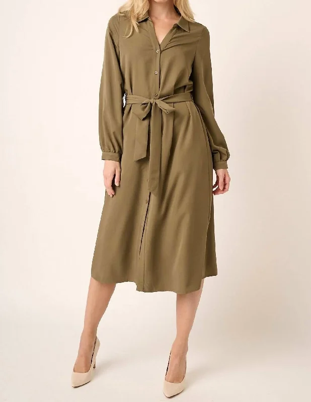 Seasonal Sale Anna Shirt Dress In Olive Huge Savings on Parisian Styles