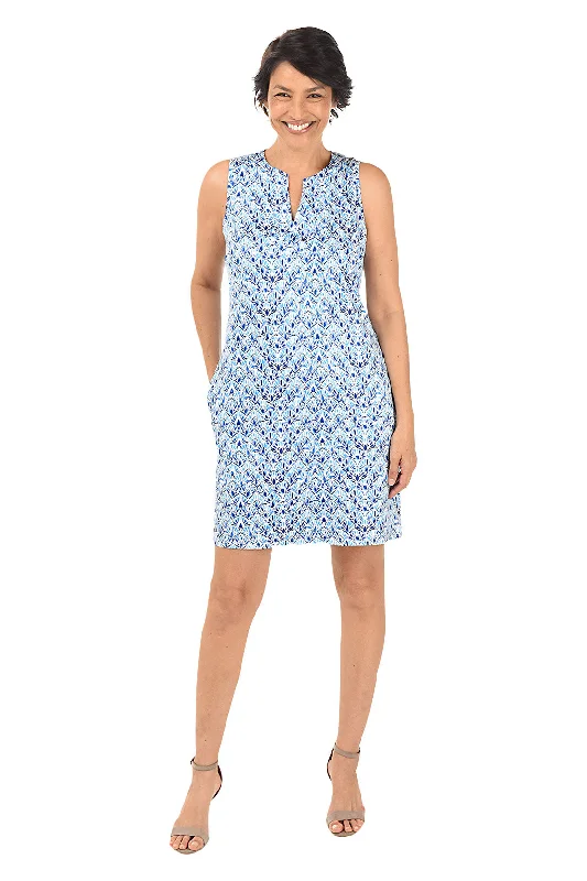 Bid Farewell To The Old Season Peacock UPF50 Notch Neck Sleeveless Dress Save on Classic Elegant Styles