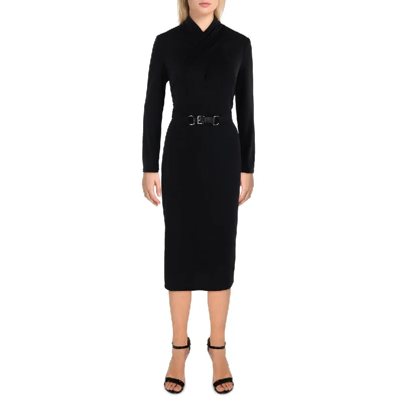 Dive Into Trendy Styles Plus Womens Stretch Belted Bodycon Dress Big Savings on Minimalist Office Styles