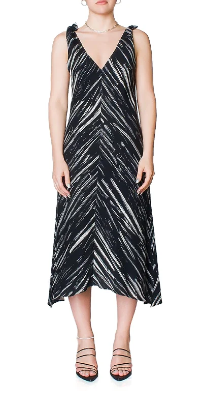 Glamorous Fashion Offers Brushstroke Sleeveless Knot Dress In Black/ecru Brushstroke Early Access to Art Deco Styles Sale