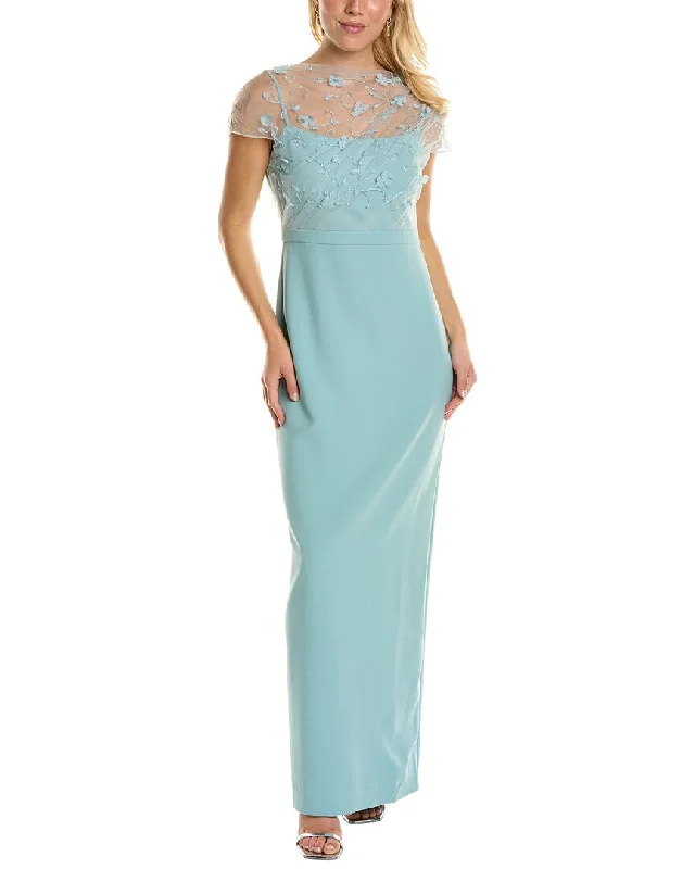 Quick Grab Deals Theia Column Gown Romantic Detailing