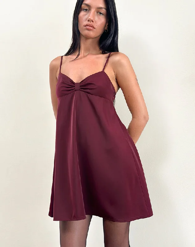 Massive Savings Rafaila Mini Slip Dress in Satin Burgundy Nordic Minimalist Home Look