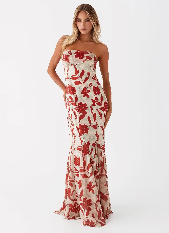 Big Discounts Willa Maxi Dress - Red Green Floral Vibrant Prints