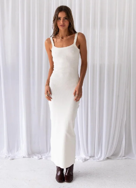 Shop The Hottest Deals Necessity Organic Cotton Rib Maxi Dress - Ivory Graceful Movement