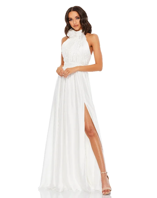 Contemporary Chic Promotions Soft Tie Halter Neck High Slit Gown Beat the Heat in Tropical Styles