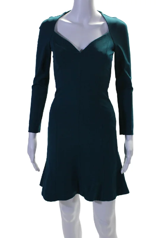 Fashionista Favorites Cushnie Et Ochs Womens Long Sleeves V Neck A Line Dress Teal Blue Score Big on Glamorous Red - Carpet Styles