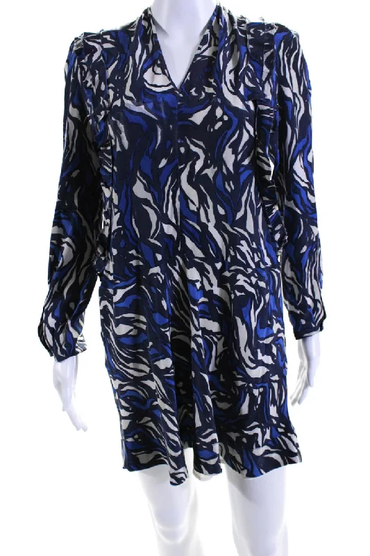 Stylish Deals Isabel Marant Etoile Womens Long Sleeve V Neck Dress Blue Soft Textures