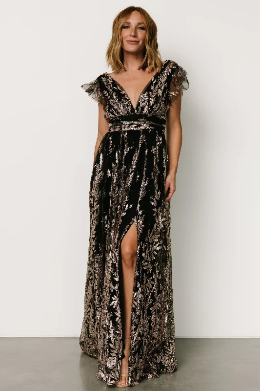 Exclusive Discount Karina Shimmer Gown | Black + Rose Gold Holiday Sale