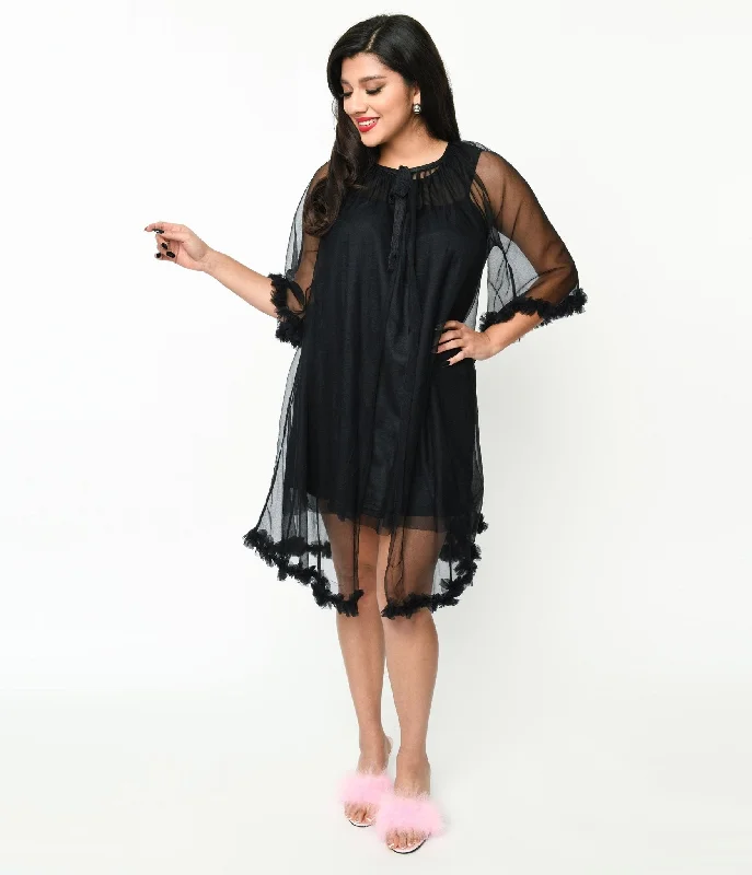 Fashion Frontiers Black Pillow Talk Nightgown Set Feminine Soft - Hued Look