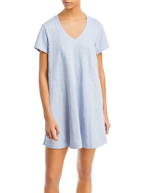 Sophisticated Style Offers Womens V-Neck Short Sleeves T-Shirt Dress Graceful Movement