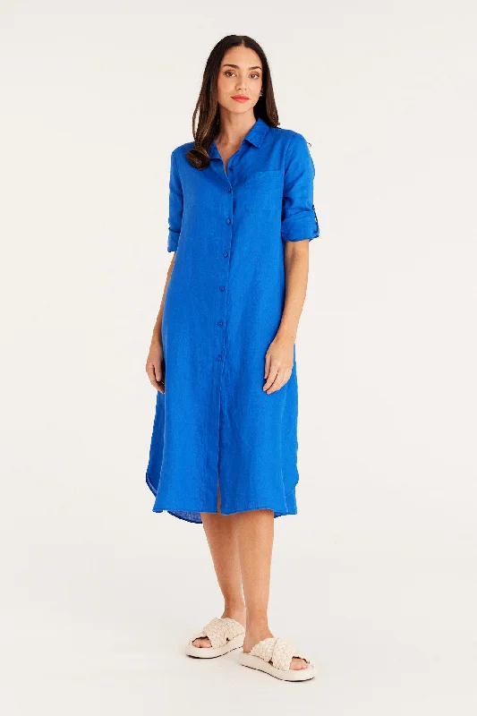 Glamorous Fashion Offers Cable Melbourne Pure Linen Shirt Dress Y2K Nostalgic Fashion Look