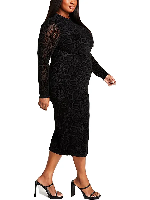 Ride The Style Wave Plus Womens Embossed Long Bodycon Dress Grab Romantic Date - Night Styles Now