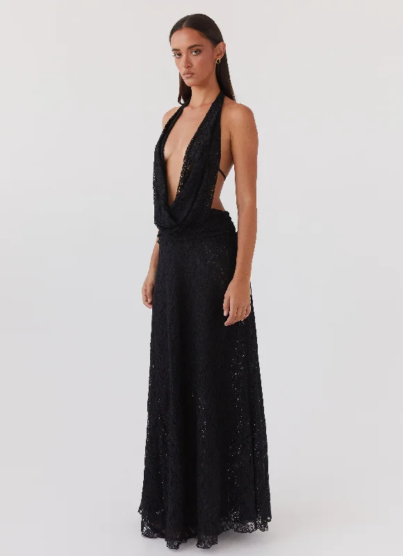 Style Breakthroughs Elysia Lace Maxi Dress - Black Feminine Elegance