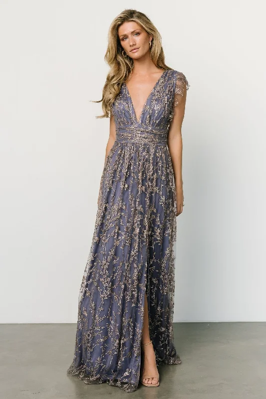 Special Offer Arlene Shimmer Gown | Blue + Gold Limited Quantities