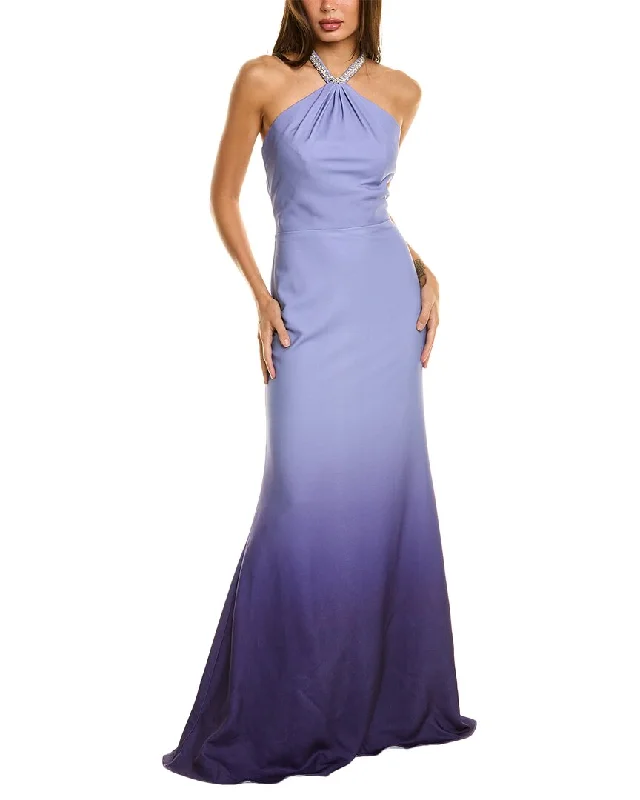 Vintage-Inspired Style Offers Rene Ruiz Halter Neck Ombre Crepe Mermaid Gown Parisian Effortless Chic Style