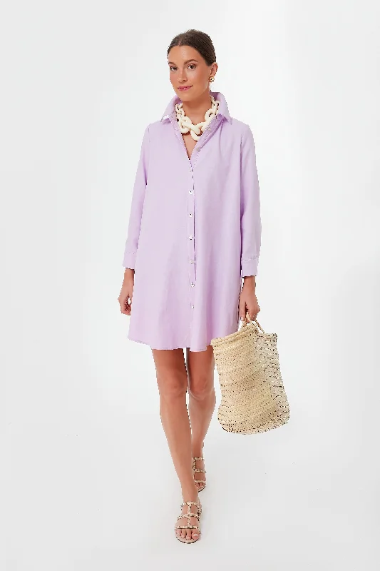 Trendy Looks On Sale Lavender Oxford Harris Shirt Dress Art Deco Geometric Pattern Look