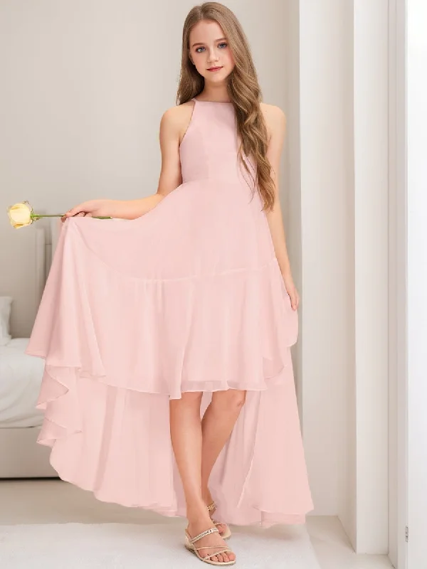 Sophisticated Style Offers A-Line/Princess Halter Sleeveless Ruffles Junior Bridesmaid Dresses Minimalist Chic