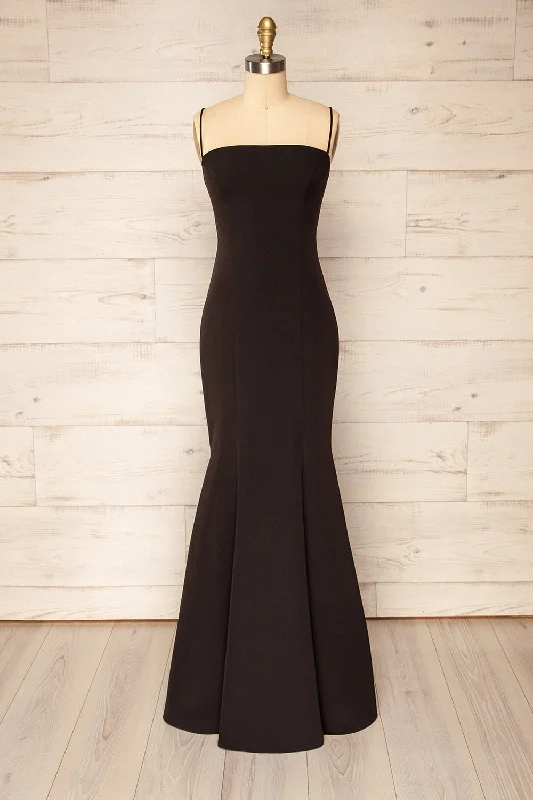 Shop Sales Milena Black | Mermaid Gown w/ Slit Coastal Beach - Inspired Style