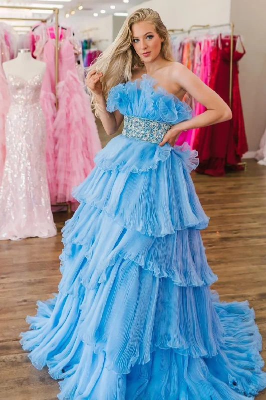 Fashion Sale Roycebridal Peyton | A Line Strapless Long Prom Dress with Ruffles Great Deals on Ethnic Cultural Wear