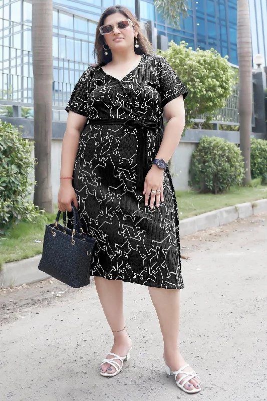 Special Offer For You Black Embroidery Casual Dress Playful Elegance