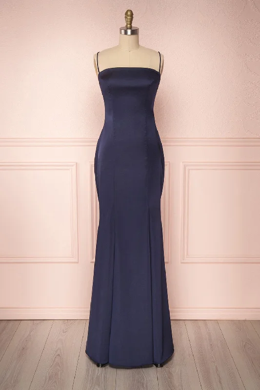 Statement Fashion Offers Naomie Navy | Silky Mermaid Gown Great Prices on Feminine Styles