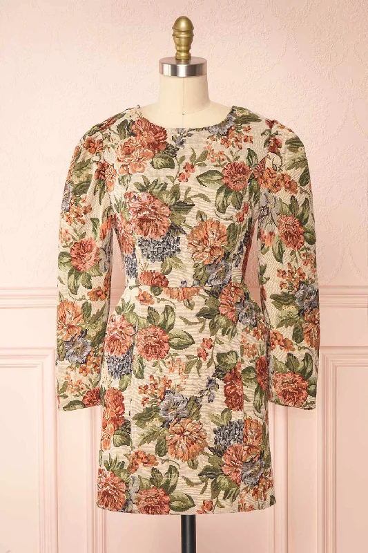 Season Sale Ginette | Short Floral Dress Fashion-Forward Style