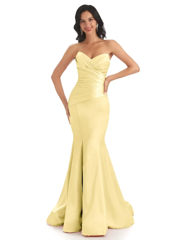 Contemporary Casual Deals Sexy Soft Satin Sweetheart Long Mermaid Formal Gown For Wedding Guest Chic Allure