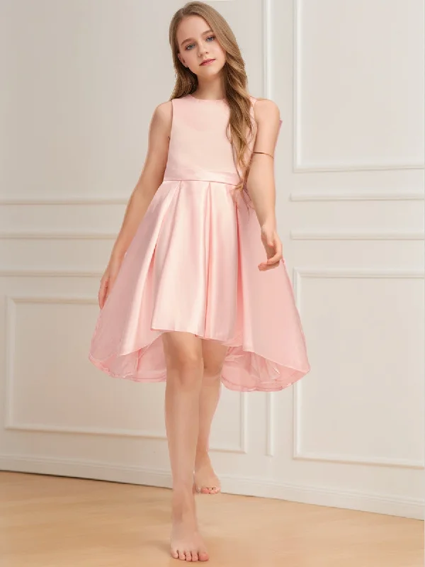 Feminine Style Promotions A-Line/Princess Scoop Sleeveless Ruched Junior Bridesmaid Dresses Romantic Date - Night Ensemble