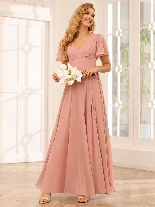 Style Without Limits A-Line/Princess V-Neck Long Bridesmaid Dresses with Split Side Save on Inspired Styles