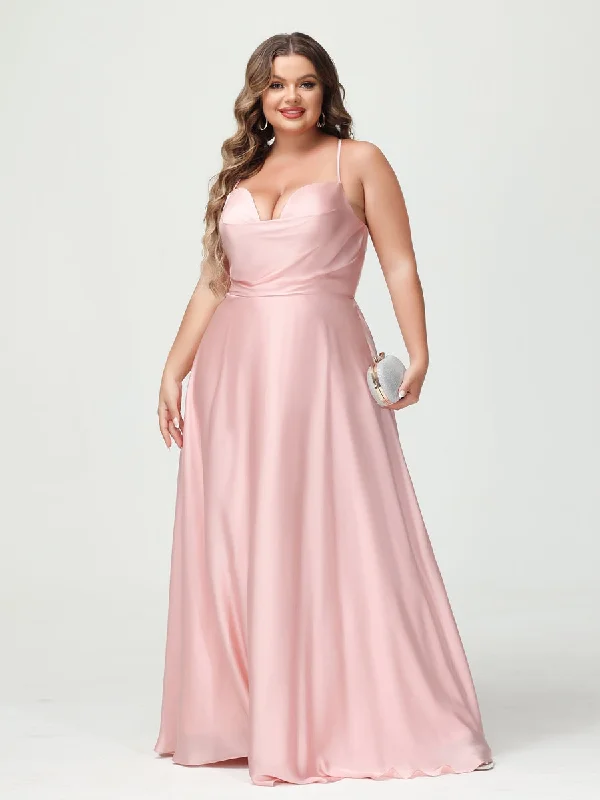 New Styles Just In A-Line/Princess Spaghetti Straps Sleeveless Plus Size Bridesmaid Dresses Lightweight Fabric