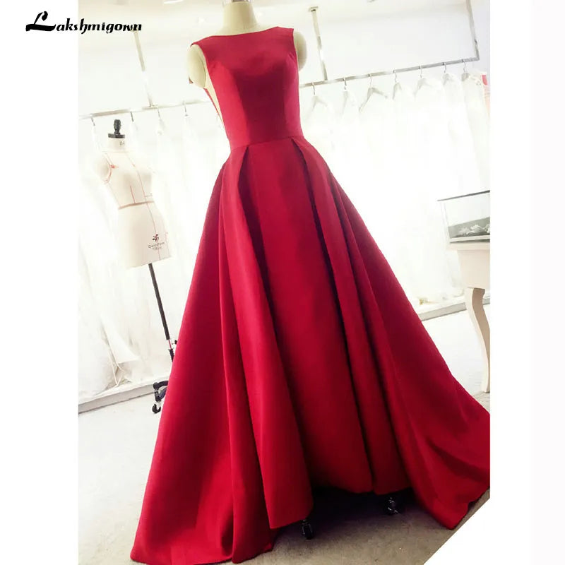 Huge Discounts This Week Roycebridal Evening Dress Long Red Elegant Satin Backless Prom Party Dresses Evening Gown Abendkleider Abiye Robe De Soiree Dreamy Draping