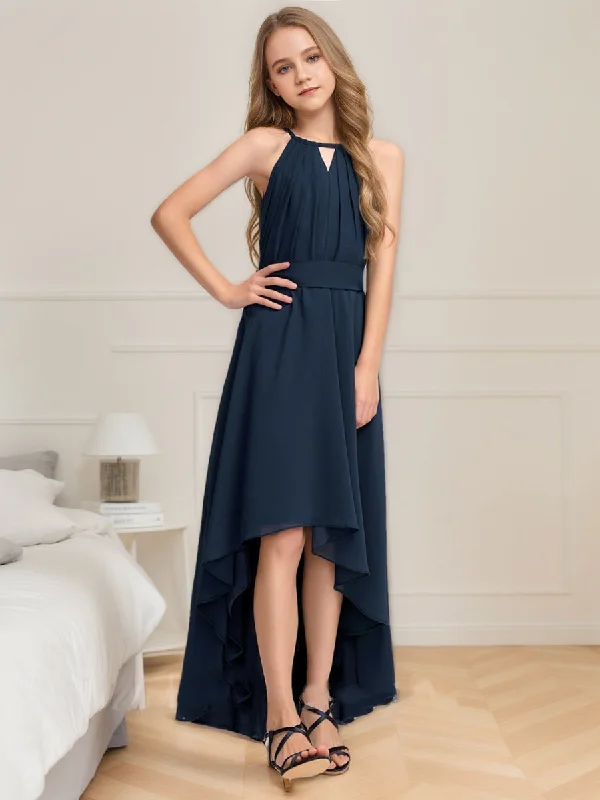 Trendy Street Style A-Line/Princess Halter Sleeveless Ruched Junior Bridesmaid Dresses Lighten Up with Nordic Styles