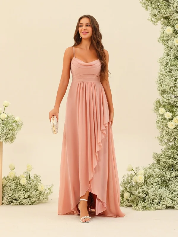 Limited Styles A-Line/Princess Asymmetrical Spaghetti Straps Ruffles Bridesmaid Dresses Parisian Effortless Chic Style