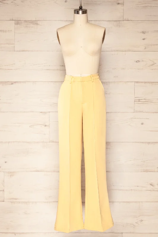 Ride The Style Wave Turbine Yellow | Solid Stitch Wide Leg Trousers Weekend Special