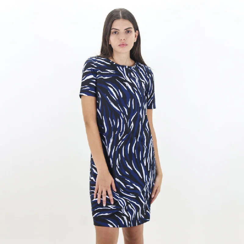 Bid Farewell To The Old Season Women's Printed Casual Dress,Navy/Black Chic Urban Fashion Look