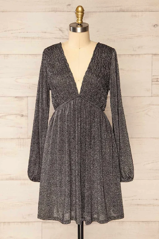 Embrace New Fashion Starstruck | Short Sparkly Dress w/ V-Neckline Rustic Countryside Charm Look