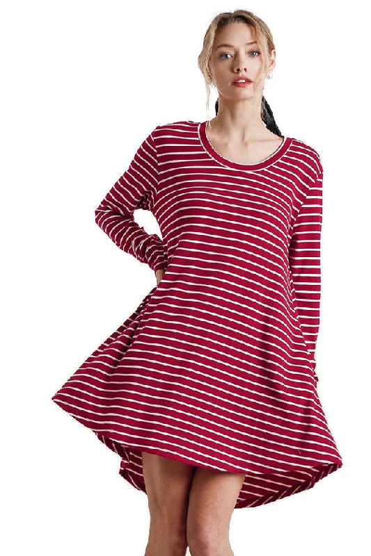 Fashion Forward Femininity Striped Casual Dress, Red / White Limited - Edition Drops