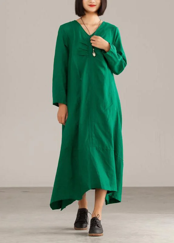 Hot Brand Discounts Elegant linen clothes stylish Linen Solid Loose A-Line Irregular Hem Casual Dress Seasonal Trend