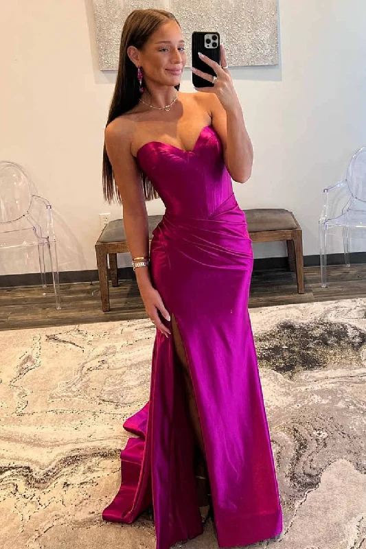 Hot Items Roycebridal Abby |Mermaid Sweetheart Satain Prom Dress with Slit Update with Cottagecore Styles