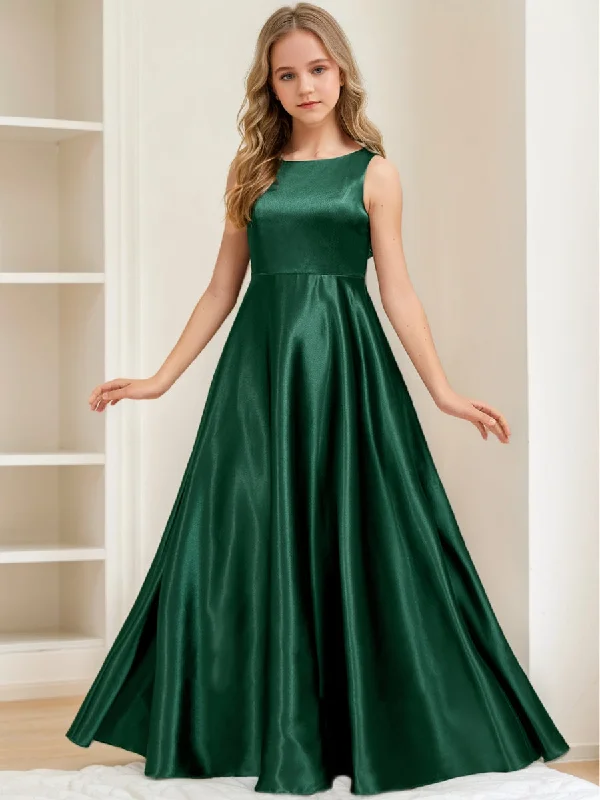 Contemporary Chic Promotions A-Line/Princess Scoop Sleeveless Bow Junior Bridesmaid Dresses Nordic Minimalist Home Look