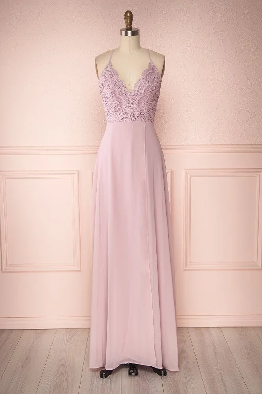 Classic Modern Offers Fabia Lilac | Lilas Lace & Chiffon Dress Fashion-Forward Style