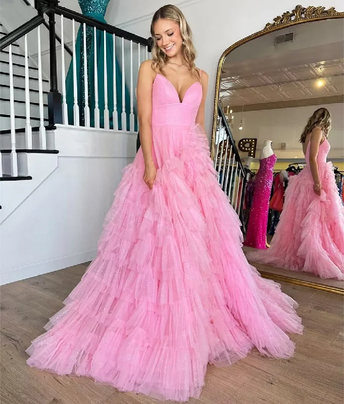 Inspired By You, Designed For You Roycebridal Alianna |A-Line Spaghetti Straps Tiered Tulle Prom Dress Buy More, Save More