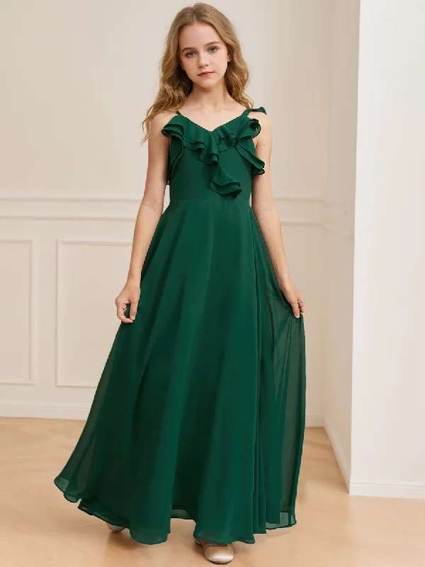 Exclusive Fashion Deals A-Line/Princess V-Neck Sleeveless Ruffles Junior Bridesmaid Dresses Elevated Style