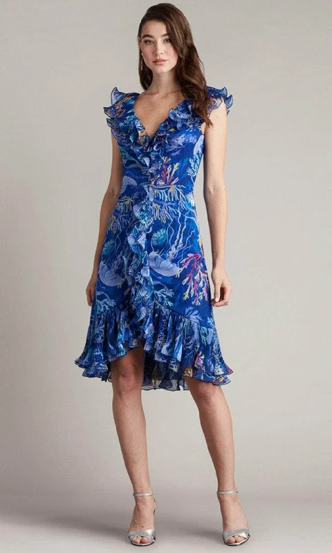 Budget-Friendly Fashion Tadashi Shoji CFM24399M - Printed Cascading Ruffle Casual Dress Save on Inspired Styles