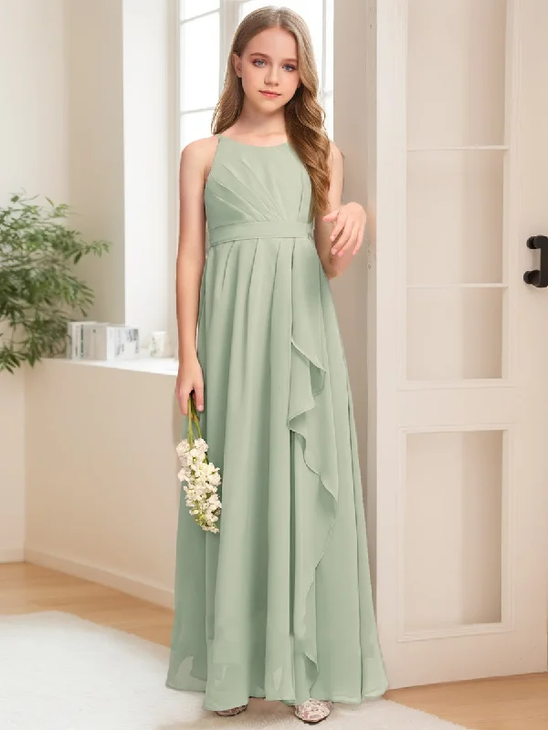 Save Big A-Line/Princess Scoop Sleeveless Ruffles Junior Bridesmaid Dresses Big Savings on Rustic Countryside Styles