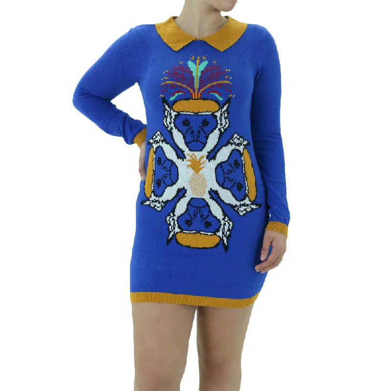 The Latest Fashion Trends Women's Graphic Print Casual Dress,Indigo/Mustard Ethnic Cultural Event Wear