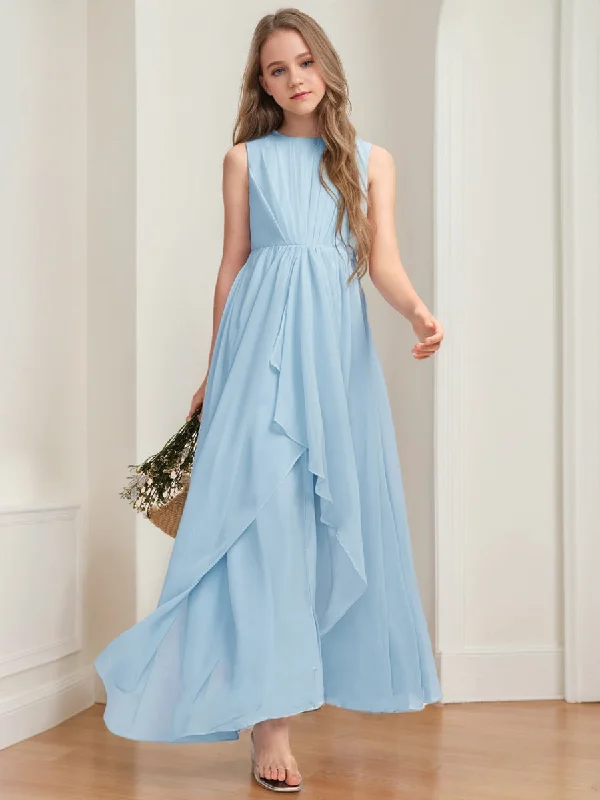 Elegant Fashion Offers A-Line/Princess Scoop Sleeveless Ruffles Junior Bridesmaid Dresses Celebrate with Big Savings