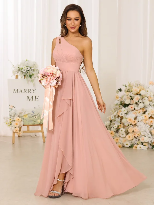 Special Offers A-Line/Princess One-Shoulder Long Bridesmaid Dresses With Split Side Elevated Style