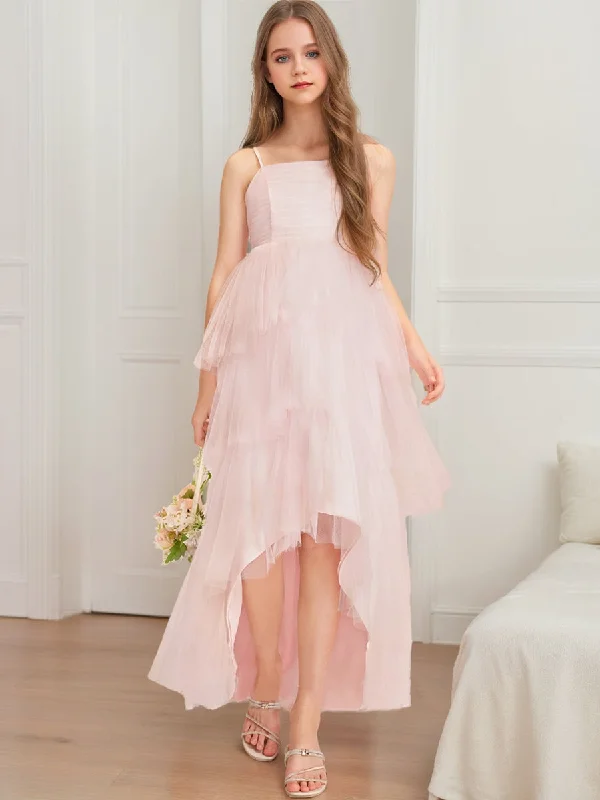 Sophisticated Street Style Offers A-Line/Princess Square Neck Sleeveless Tiered Junior Bridesmaid Dresses Feminine Soft - Hued Look